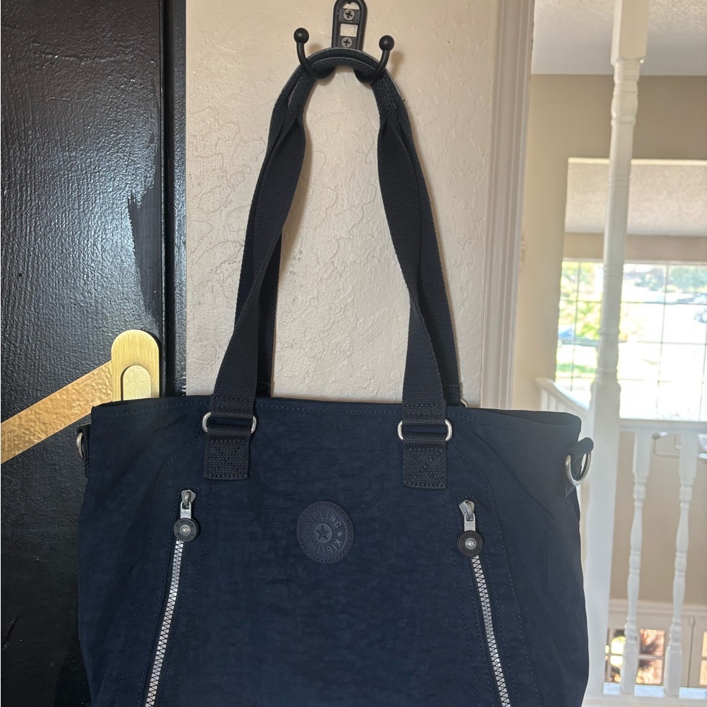 (Kipling) Stylish Navy Blue Tote Purse Bag
